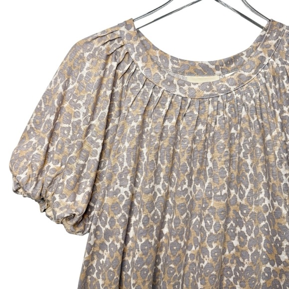 Anthropologie Maeve Linen Leopard Puff Short Sleeve Women’s Top Sz s - Picture 3 of 11
